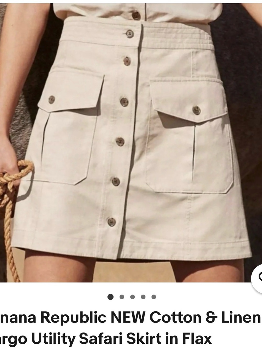 Banana Republic Beige Button-Front A-Line Utility Skirt